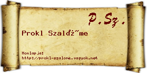 Prokl Szalóme névjegykártya
